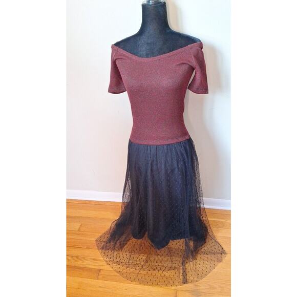 Red Valentino Point d'Esprit Lurex Knit Polka Dot Stripe Dress Women Size Medium - Picture 14 of 15